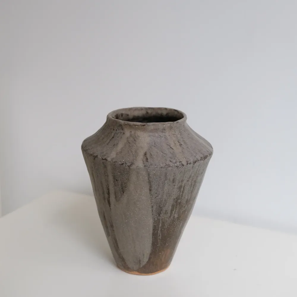 Vase en grès H 21cm - marron gris Lola Moreau