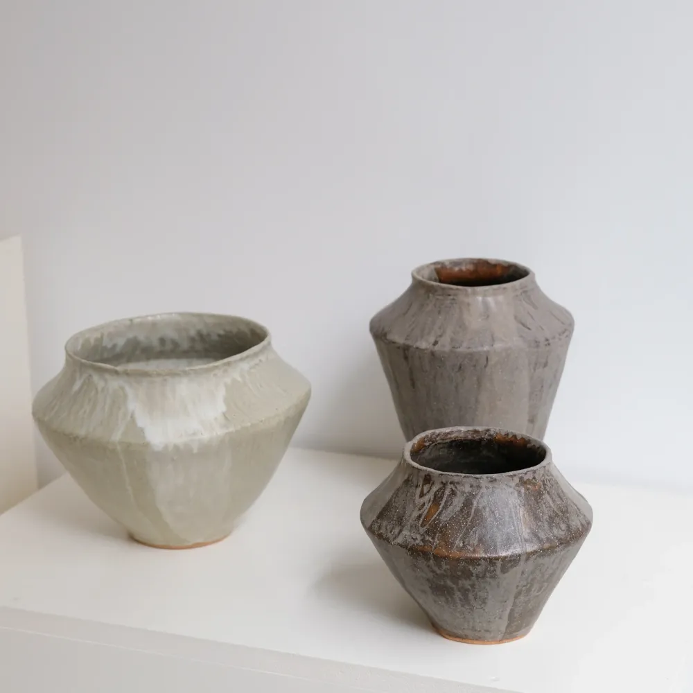 Vase en grès H 21cm - marron gris Lola Moreau