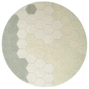 Lorena Canals Tapis lavable en coton - Planet Bee - Nid d'Abeille Bleu Sauge - Ø140cm