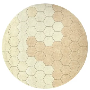 Lorena Canals Tapis lavable en coton - Planet Bee - Honeycomb Golden - Ø140cm