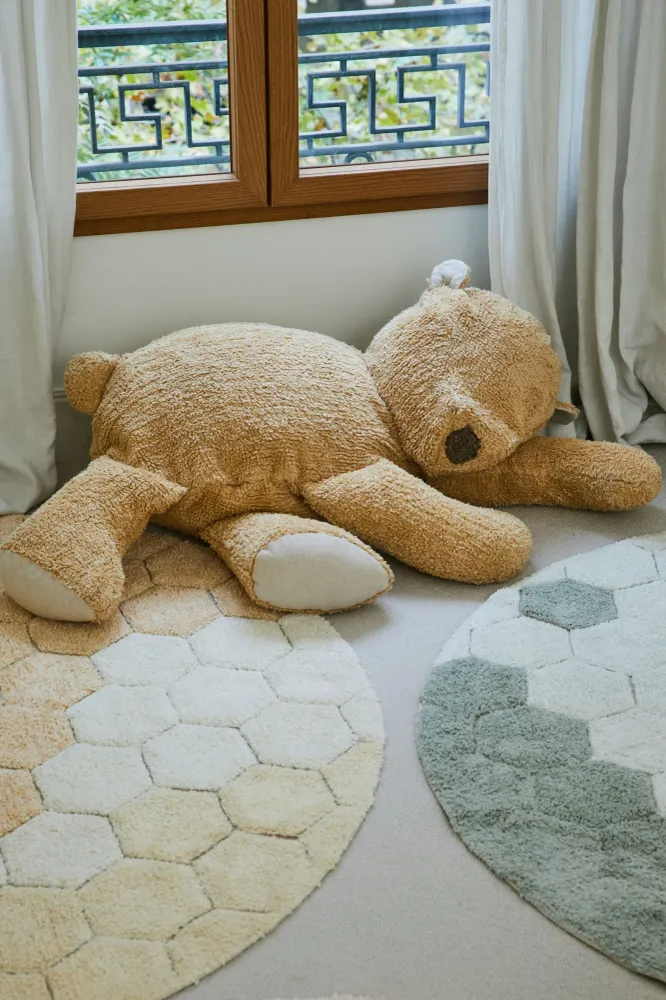 Lorena Canals Tapis lavable en coton - Planet Bee - Honeycomb Golden - Ø140cm