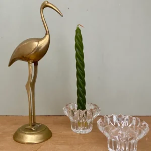 Lot de 2 bougeoirs vintage en verre moulé