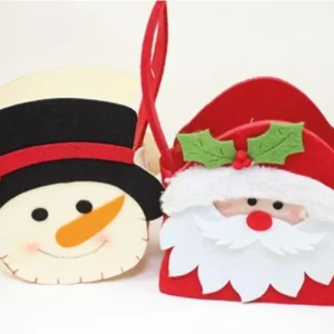 Lot de 2 sacs en feutre XXL Noël - Père Noël - Bonhomme de neige - 15 x 9 x 27 - Sac de Noël - Sac cadeau - Sac d'emballag...