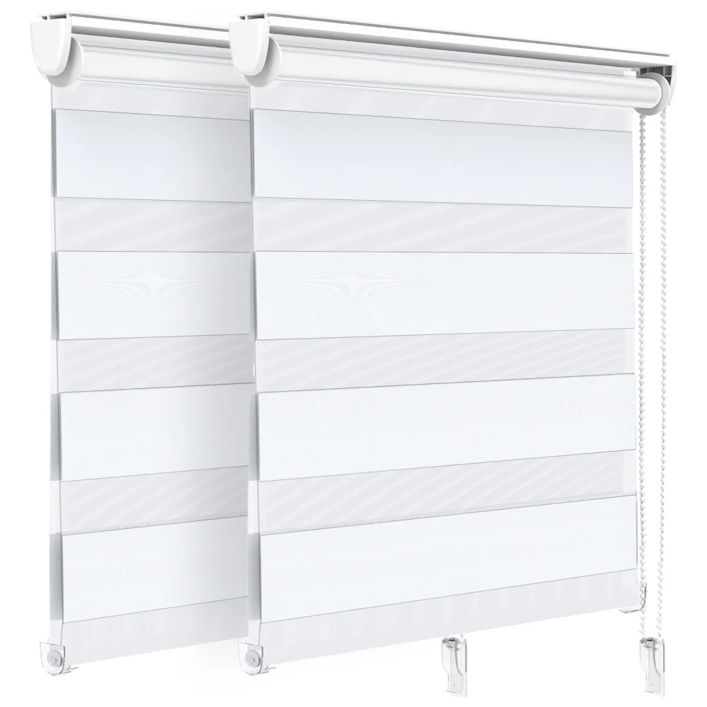 Lot de 2 Store enrouleur jour nuit double 90x150cm Blanc