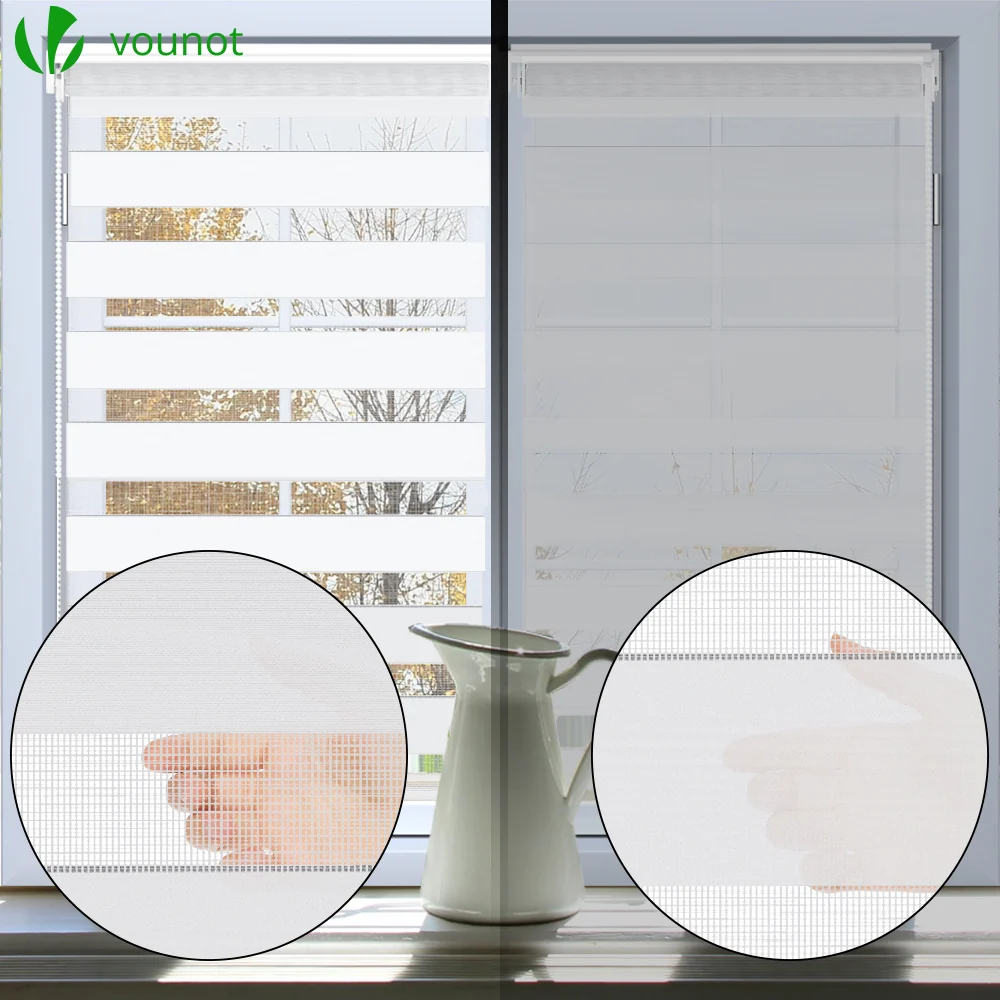 Lot de 2 Store enrouleur jour nuit double 90x150cm Blanc
