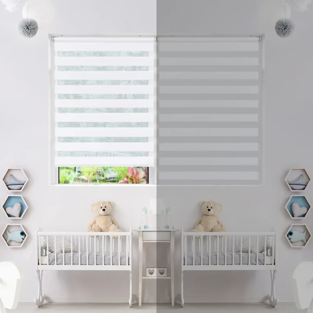 Lot de 2 Store enrouleur jour nuit double 90x150cm Blanc