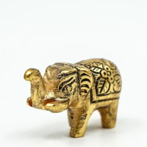 Éléphant décoratif, aluminium, couleur or, petit, 5,5 x 2,5 cm