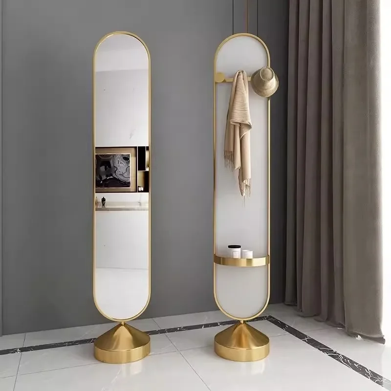 miroir rotatif au sol avec support de rangement pour décoration intérieure Or Lumeers_marketplace