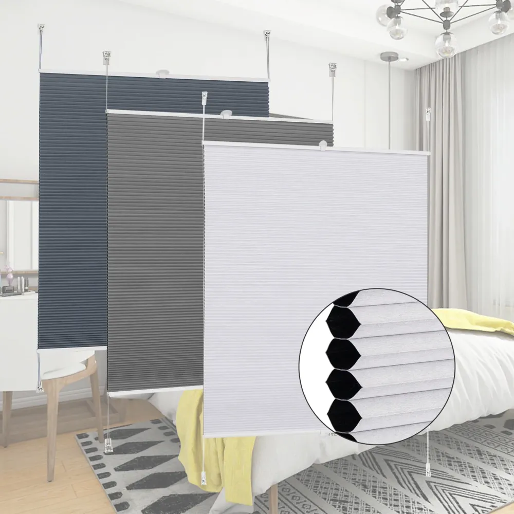 Store plissé alvéolé sans perçage pour fenêtres chambre Blue Lumeers_marketplace