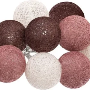 Lumières de Fête LED Atmosphera - Piles non incluses - 10 boules - o6cm - Rose/Nude/Bordeaux