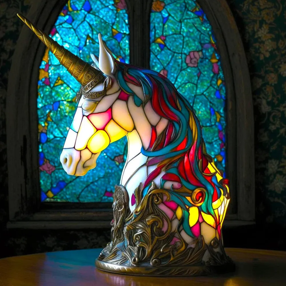LumiVerre - Décoration Colorée en Vitrail pour Maison Hibou