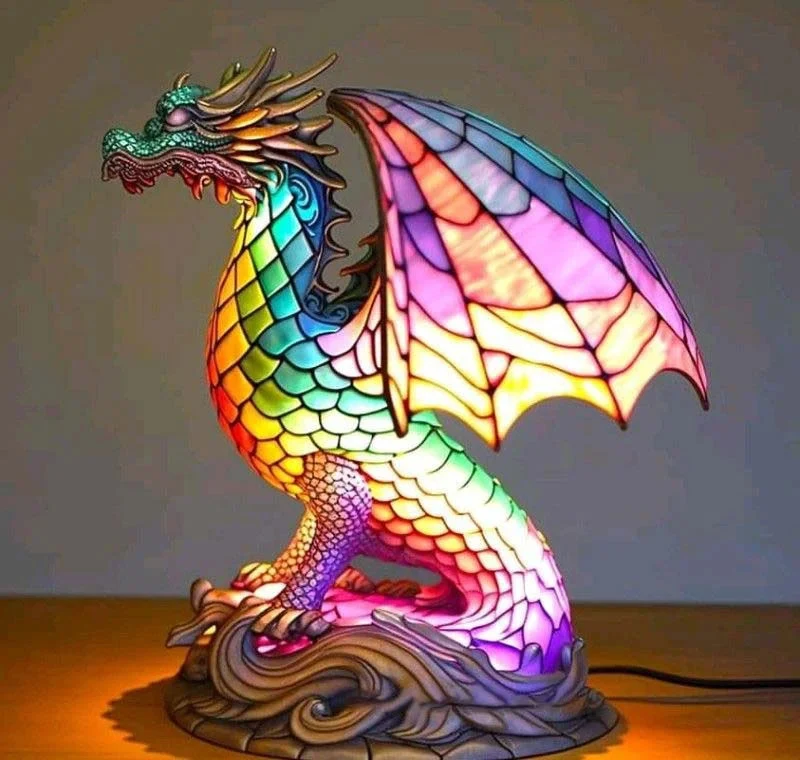 LumiVerre - Décoration Colorée en Vitrail pour Maison Hibou