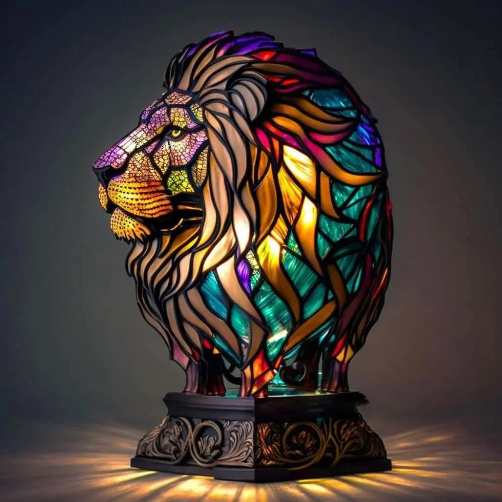 LumiVerre - Décoration Colorée en Vitrail pour Maison Hibou