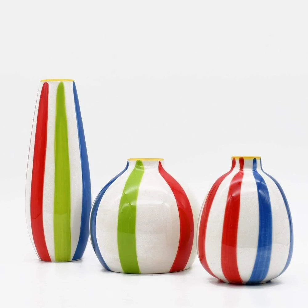 Ensemble de 3 vases rayés multicolores LUPA