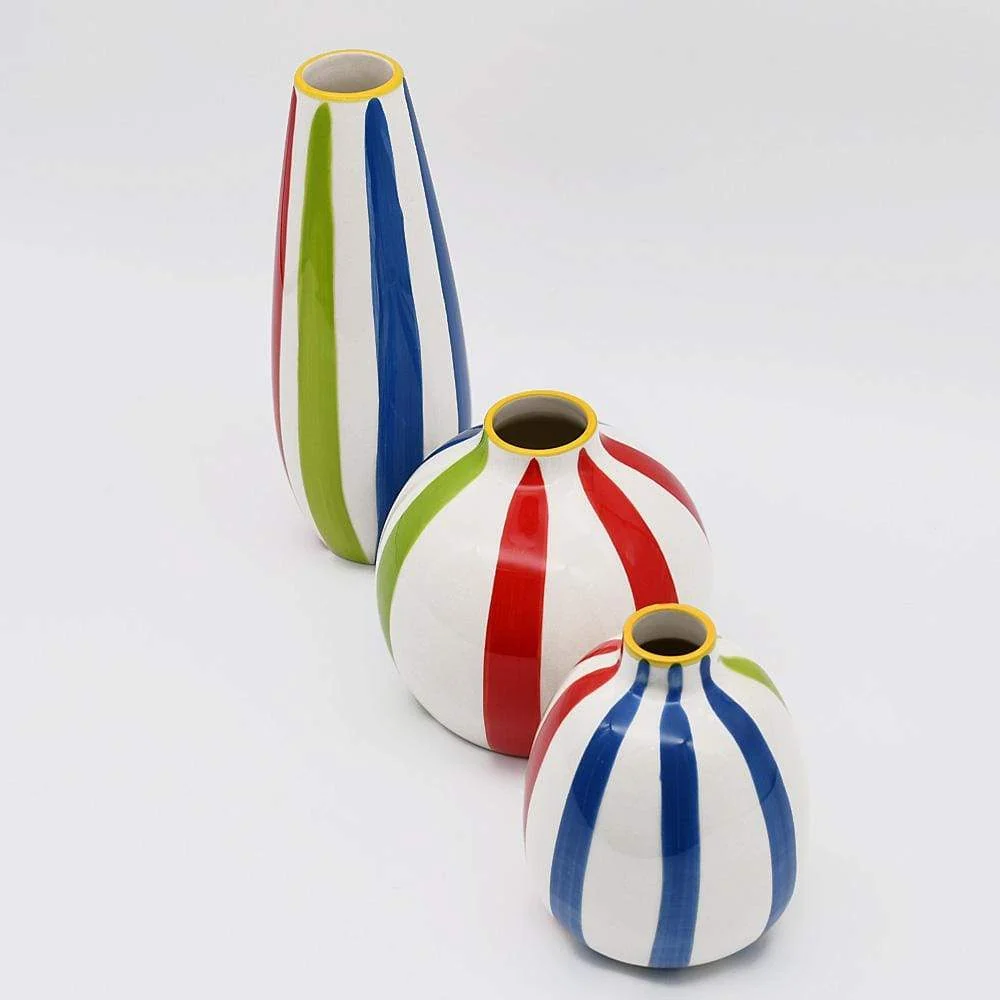 Ensemble de 3 vases rayés multicolores LUPA