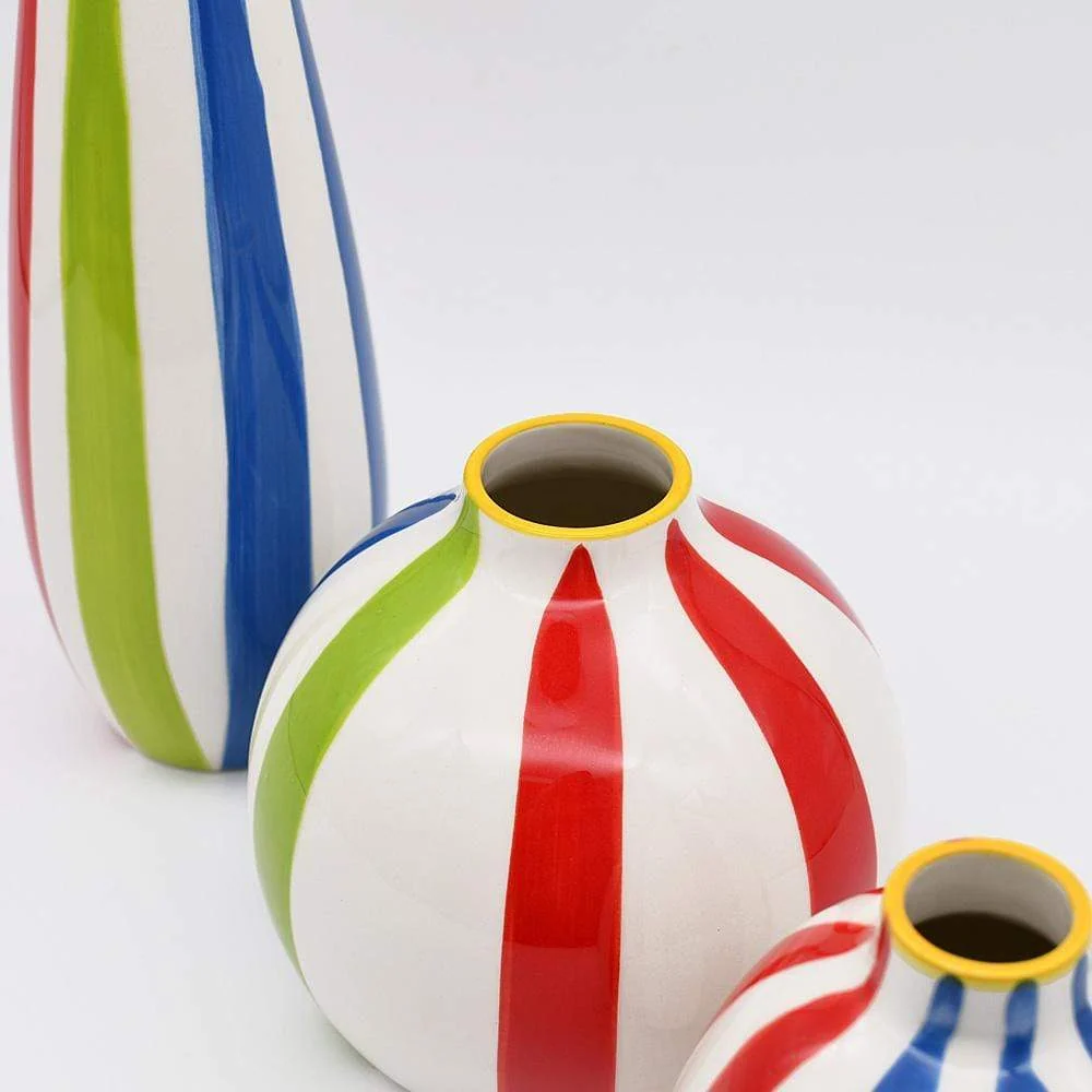 Ensemble de 3 vases rayés multicolores LUPA