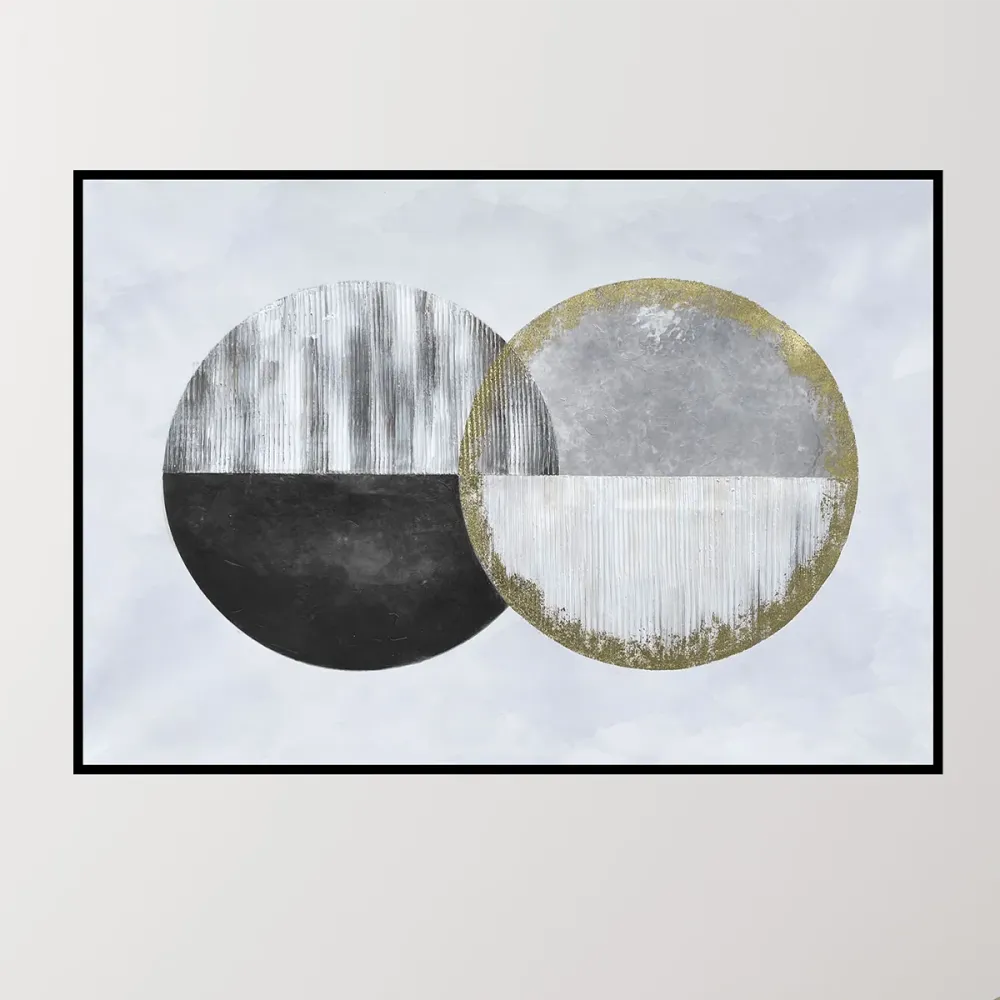 Toile imprimé 70 x 100 cm | Cercles abstraits noir/doré Magasins Hart | Hart Stores