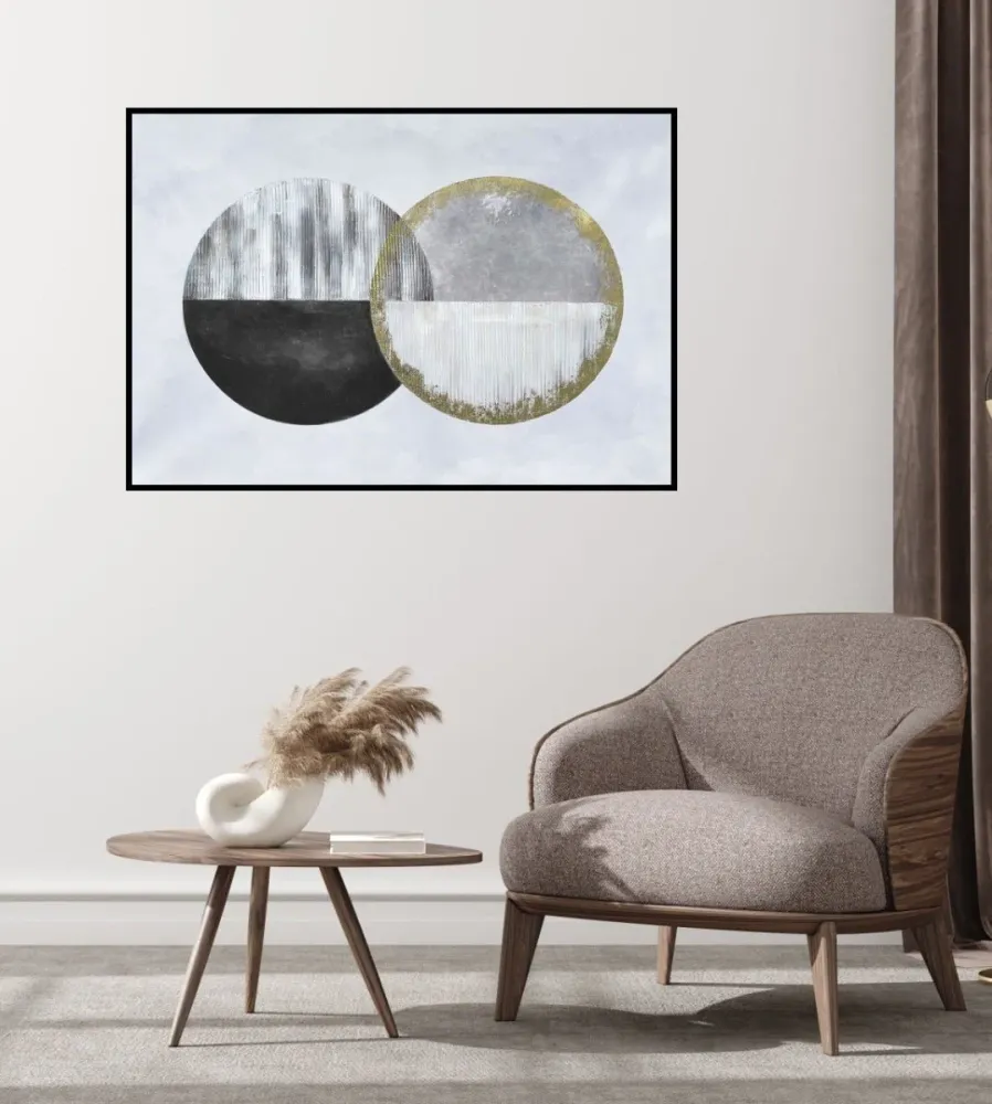 Toile imprimé 70 x 100 cm | Cercles abstraits noir/doré Magasins Hart | Hart Stores