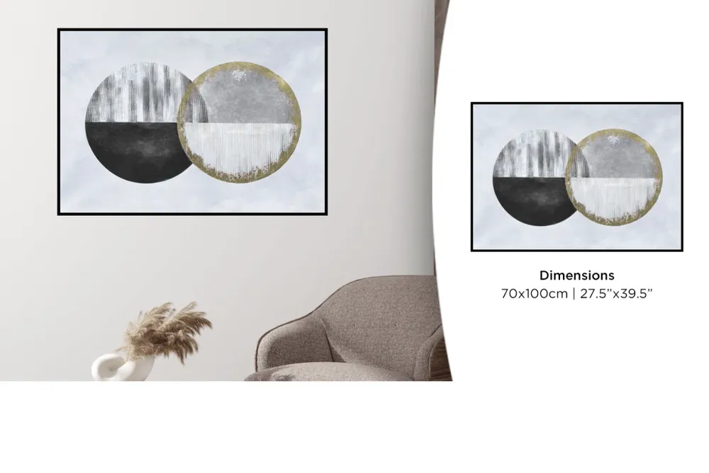 Toile imprimé 70 x 100 cm | Cercles abstraits noir/doré Magasins Hart | Hart Stores