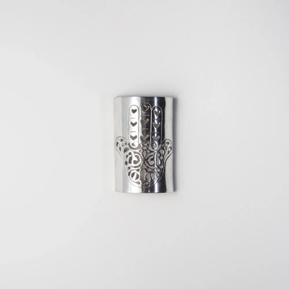 Main de Fatima Applique Arabe en Aluminium Argenté