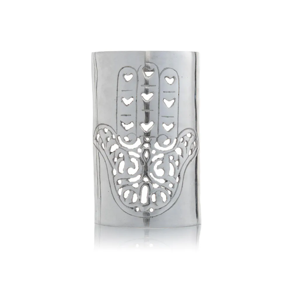 Main de Fatima Applique Arabe en Aluminium Argenté