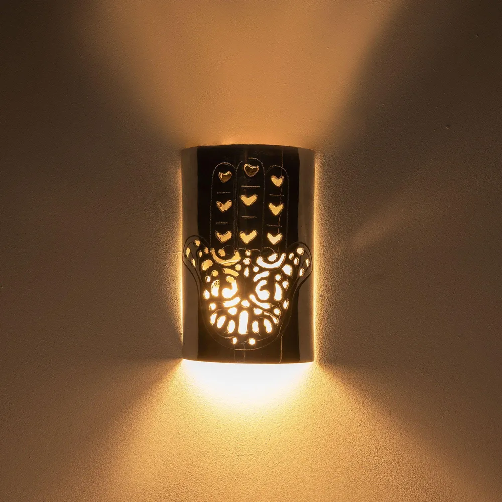 Main de Fatima Applique Arabe en Aluminium Argenté