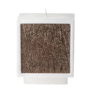 Bougie effet bois - Bois foncé & blanc - 50h Maison Berger