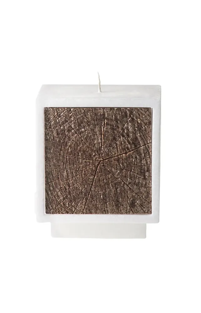 Bougie effet bois - Bois foncé & blanc - 50h Maison Berger