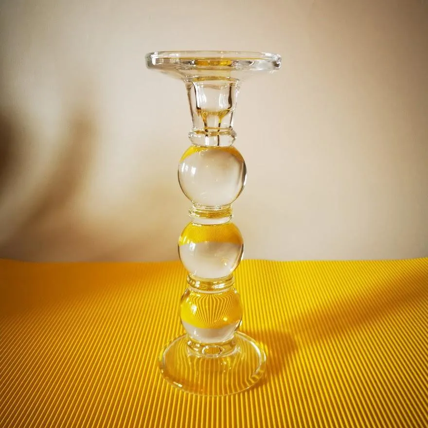 Bougeoir vintage verre soufflé blanc Maison Panache