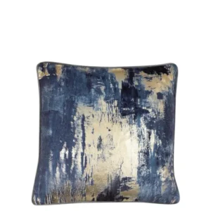Malini Idyllic Feather Filled Metallic Print Cushion, Blue & Gold