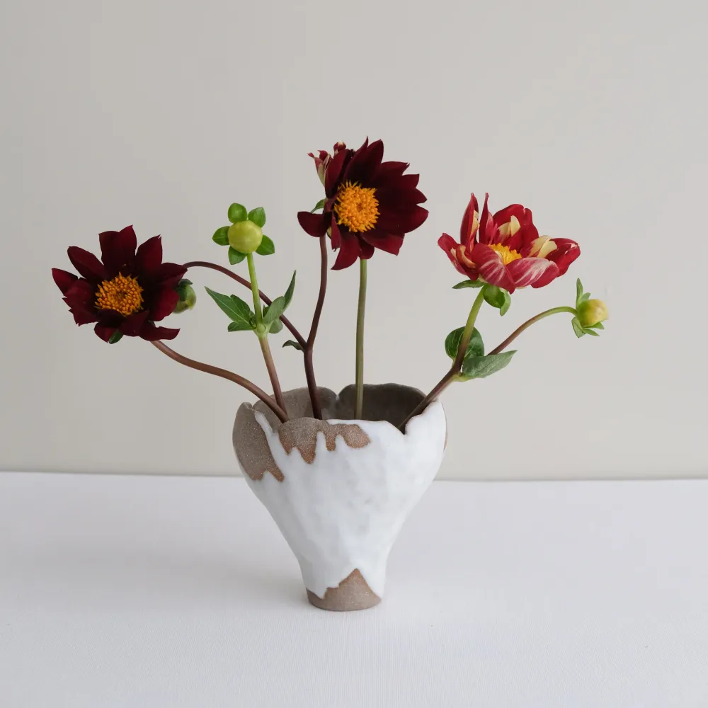Vase 26 en grès H 11 cm - gris et blanc Mano Mani