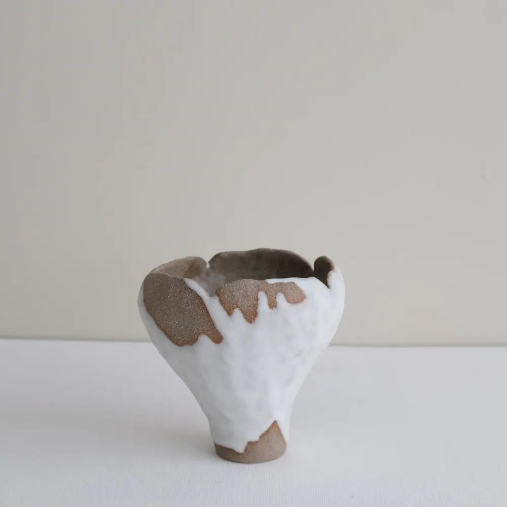 Vase 26 en grès H 11 cm - gris et blanc Mano Mani