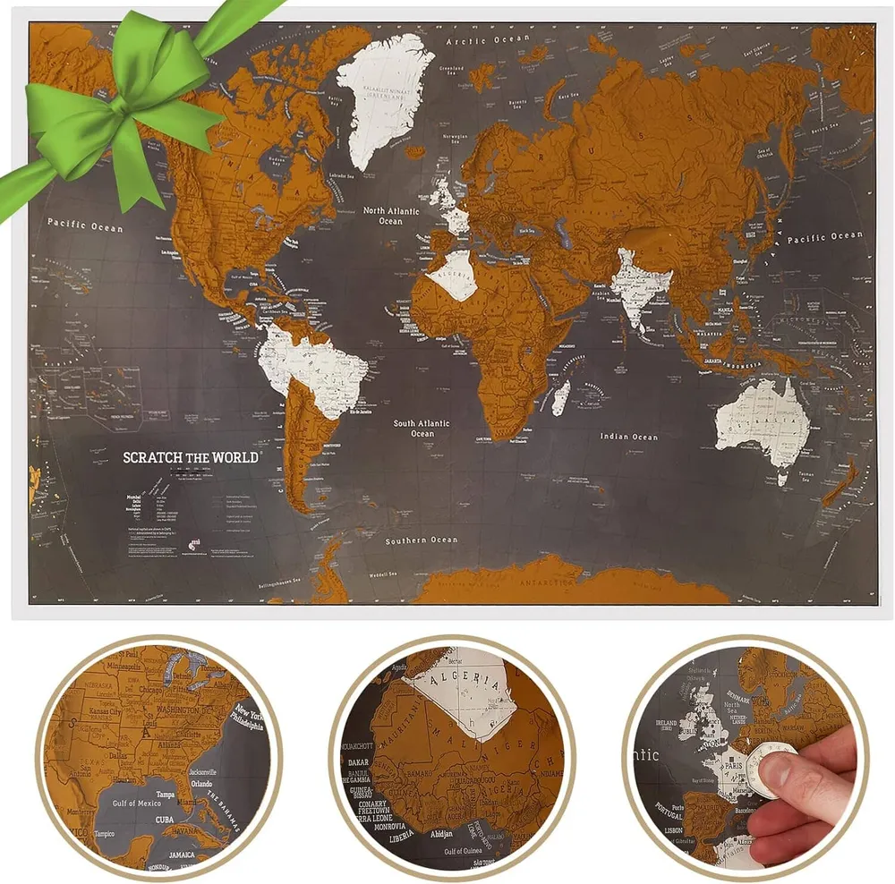 Carte murale à gratter (en anglais) - Monde, Black Edition (84 x 60 cm) | Maps International