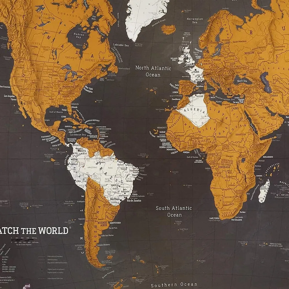 Carte murale à gratter (en anglais) - Monde, Black Edition (84 x 60 cm) | Maps International