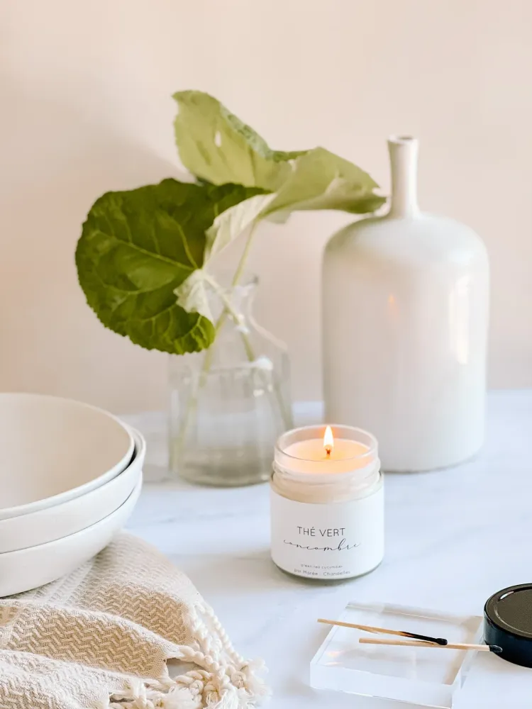 Chandelle de Soya - Thé Vert Concombre (212ml) Marée - chandelles et produits