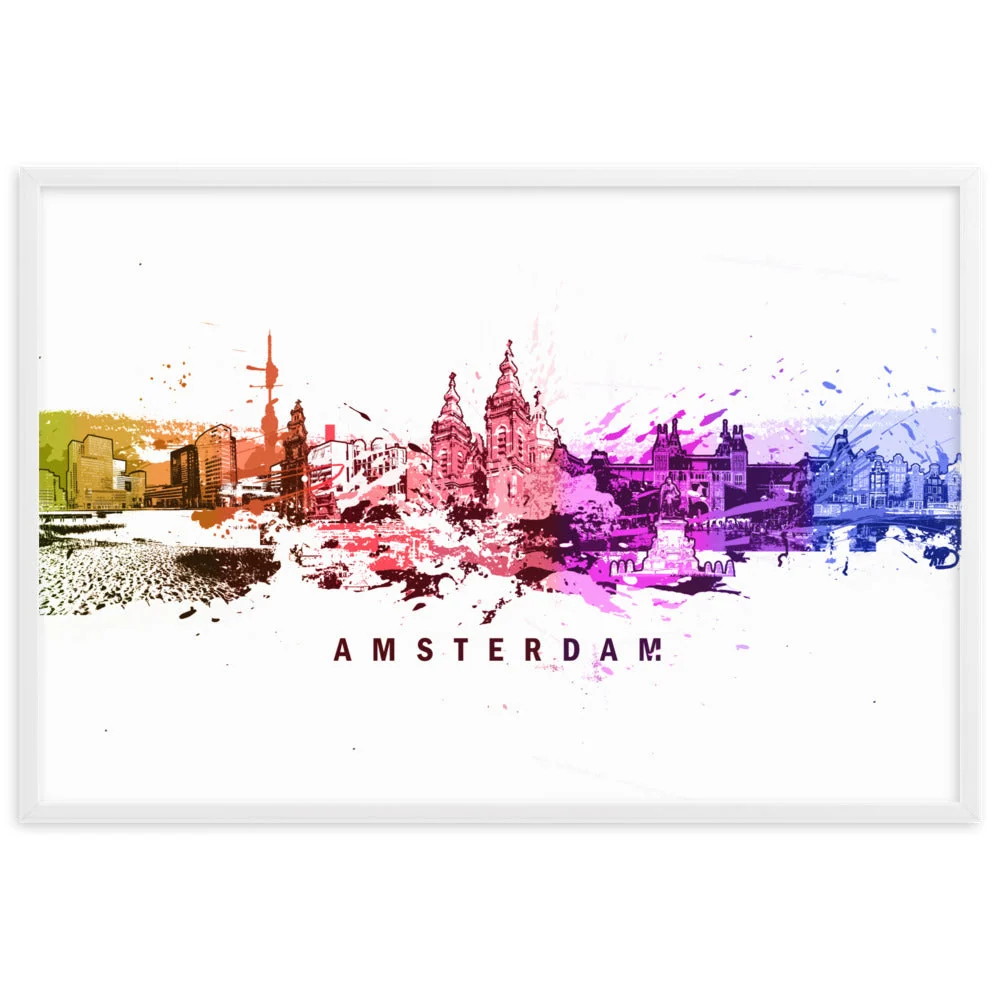 Affiche avec cadre - Skyline Amsterdam Marko Kurth