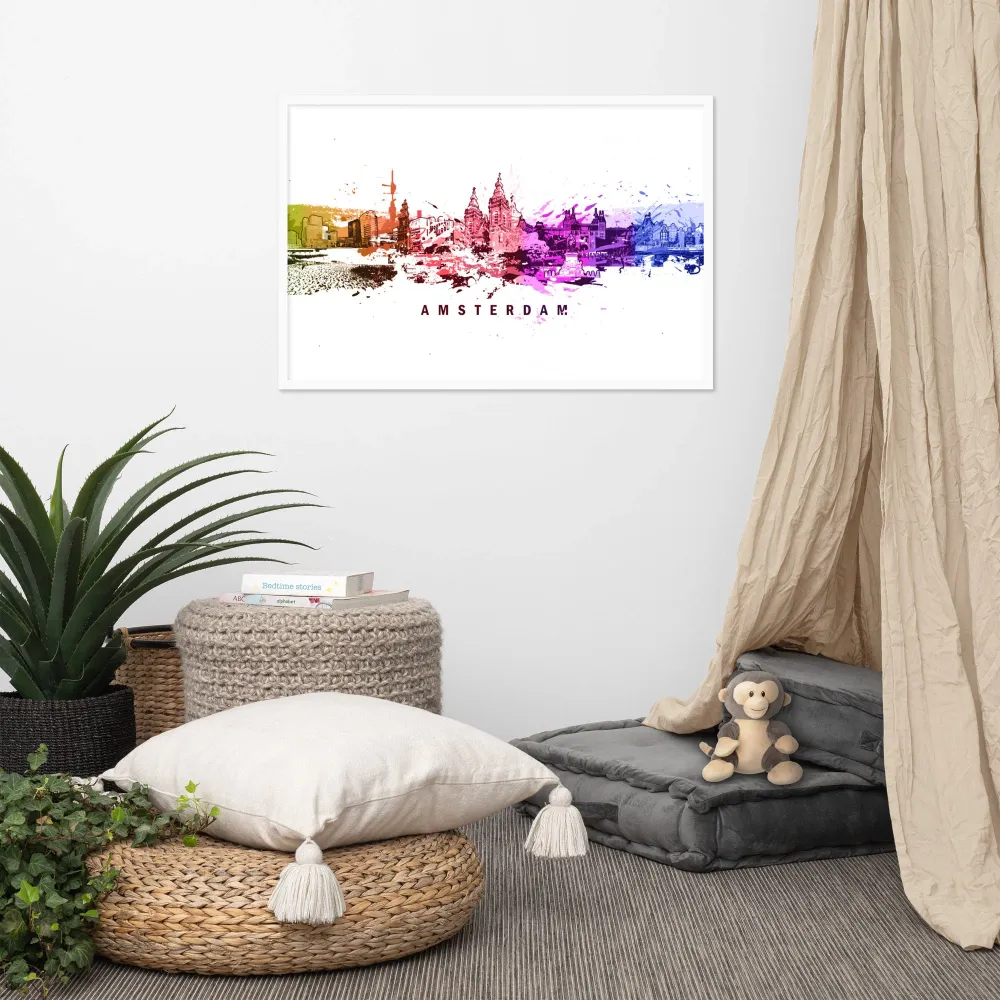 Affiche avec cadre - Skyline Amsterdam Marko Kurth