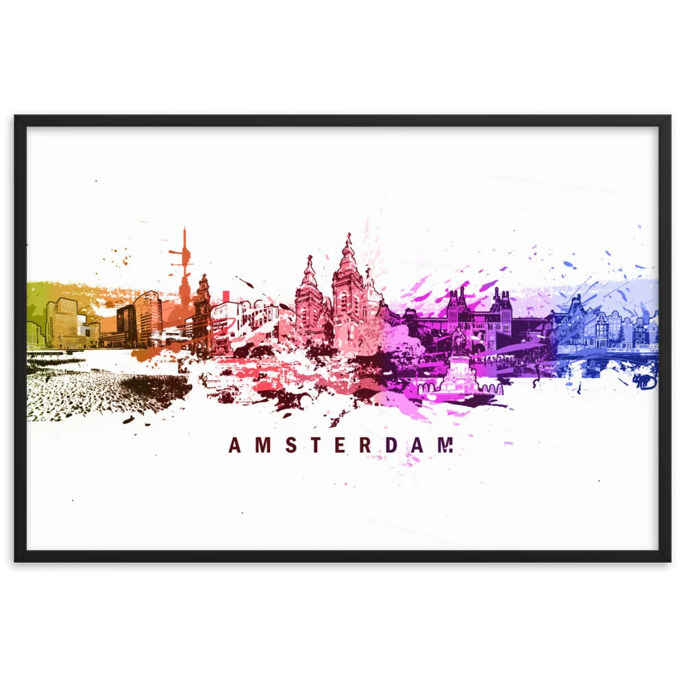 Affiche avec cadre - Skyline Amsterdam Marko Kurth