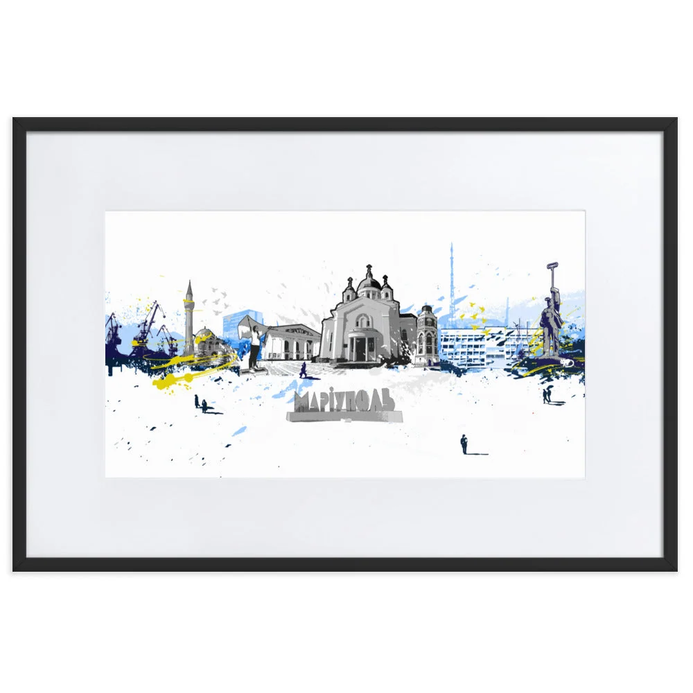 Affiche avec Passepartout - Skyline Mariupol Marko Kurth