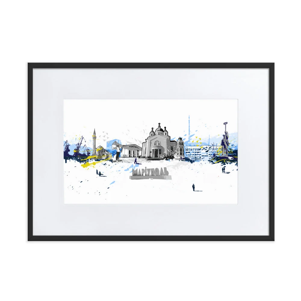 Affiche avec Passepartout - Skyline Mariupol Marko Kurth