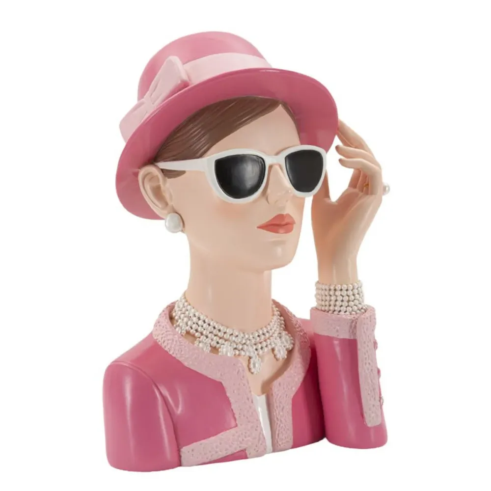 Élégante dame parisienne en rose – Statue décorative chic Mauro Ferretti