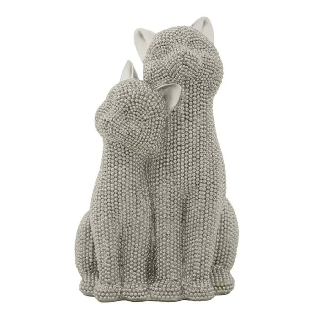 Paire de chats accroupis – Figurines décoratives élégantes Mauro Ferretti