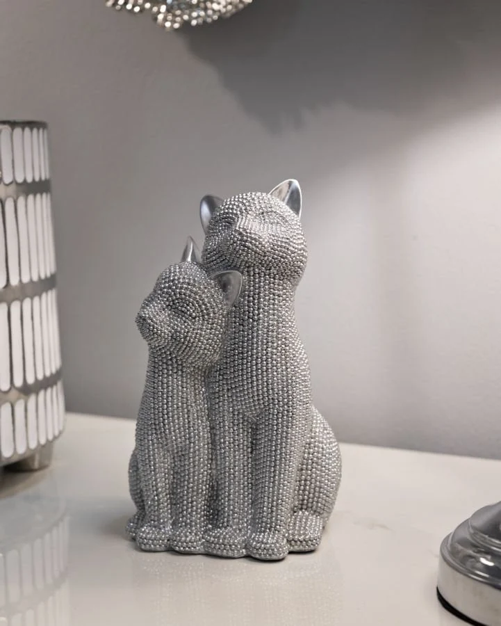 Paire de chats accroupis – Figurines décoratives élégantes Mauro Ferretti
