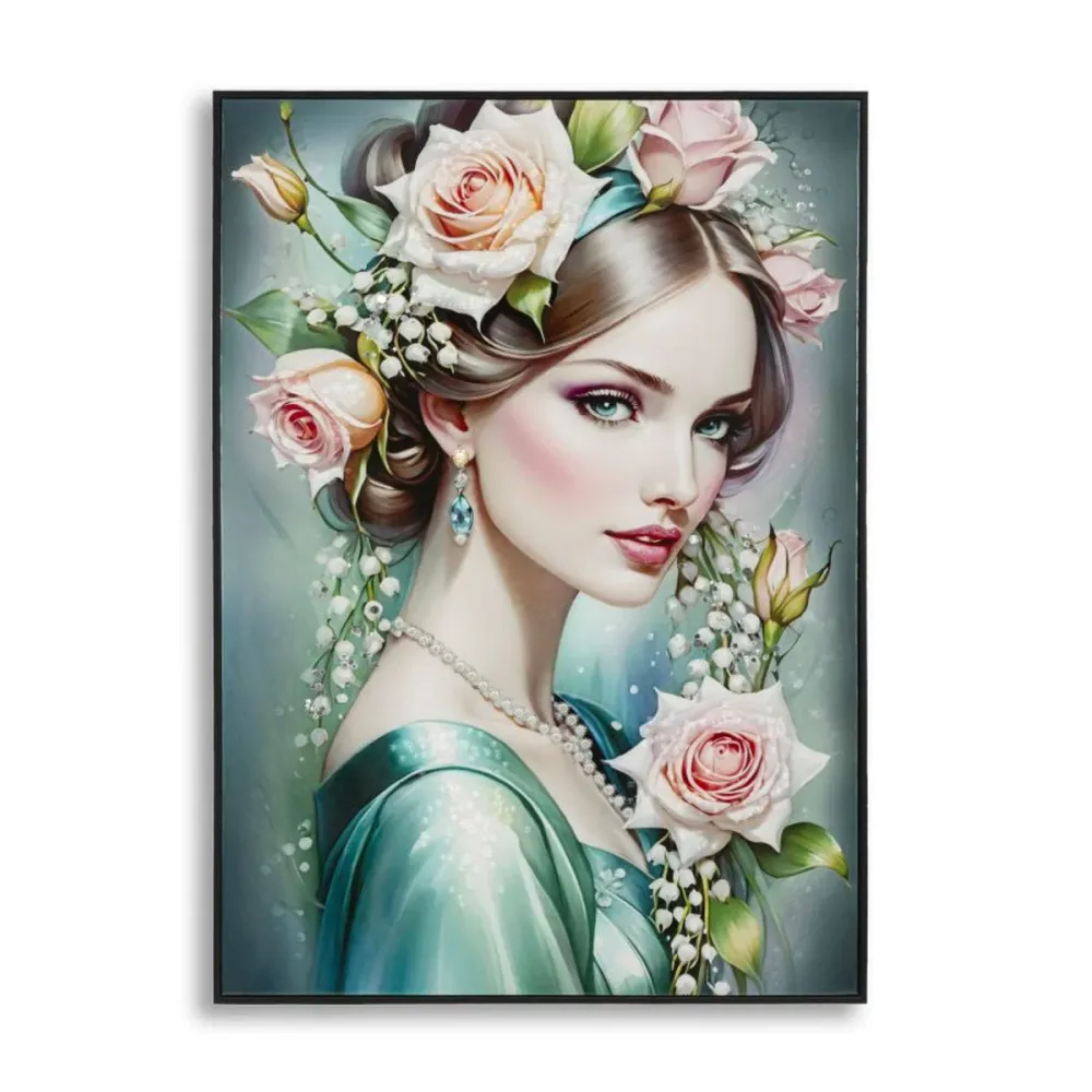 Portrait floral fantastique sur toile laquée – Art romantique et élégant Mauro Ferretti