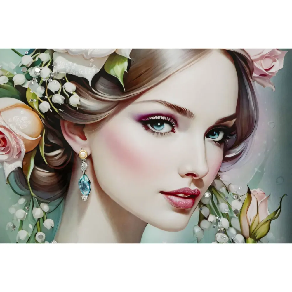 Portrait floral fantastique sur toile laquée – Art romantique et élégant Mauro Ferretti