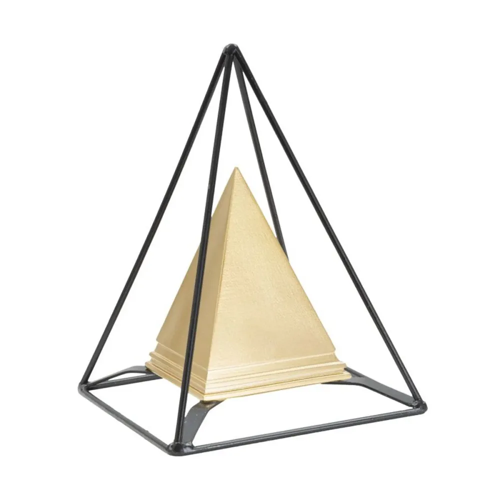 Sculpture décorative double pyramide or et noir Mauro Ferretti