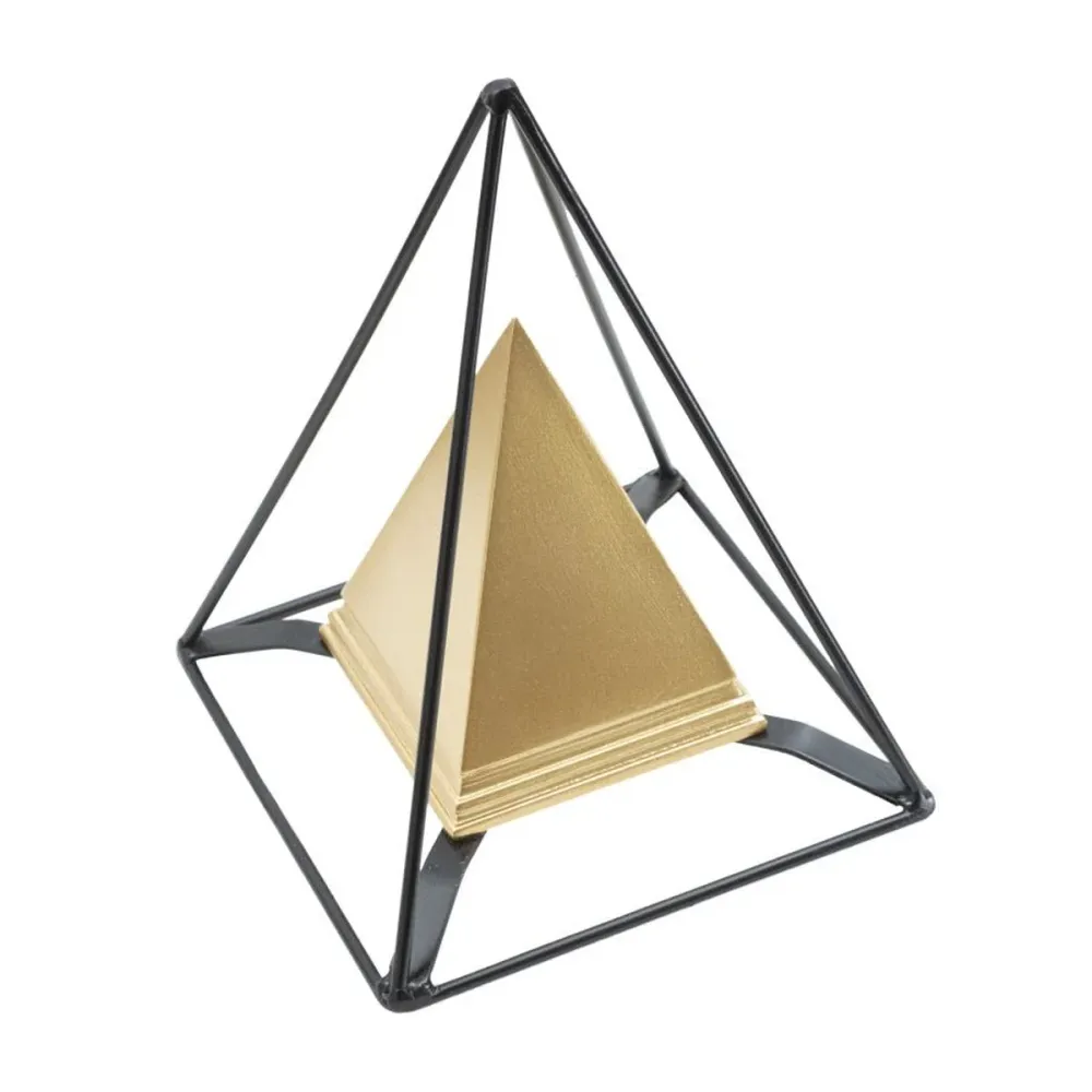 Sculpture décorative double pyramide or et noir Mauro Ferretti
