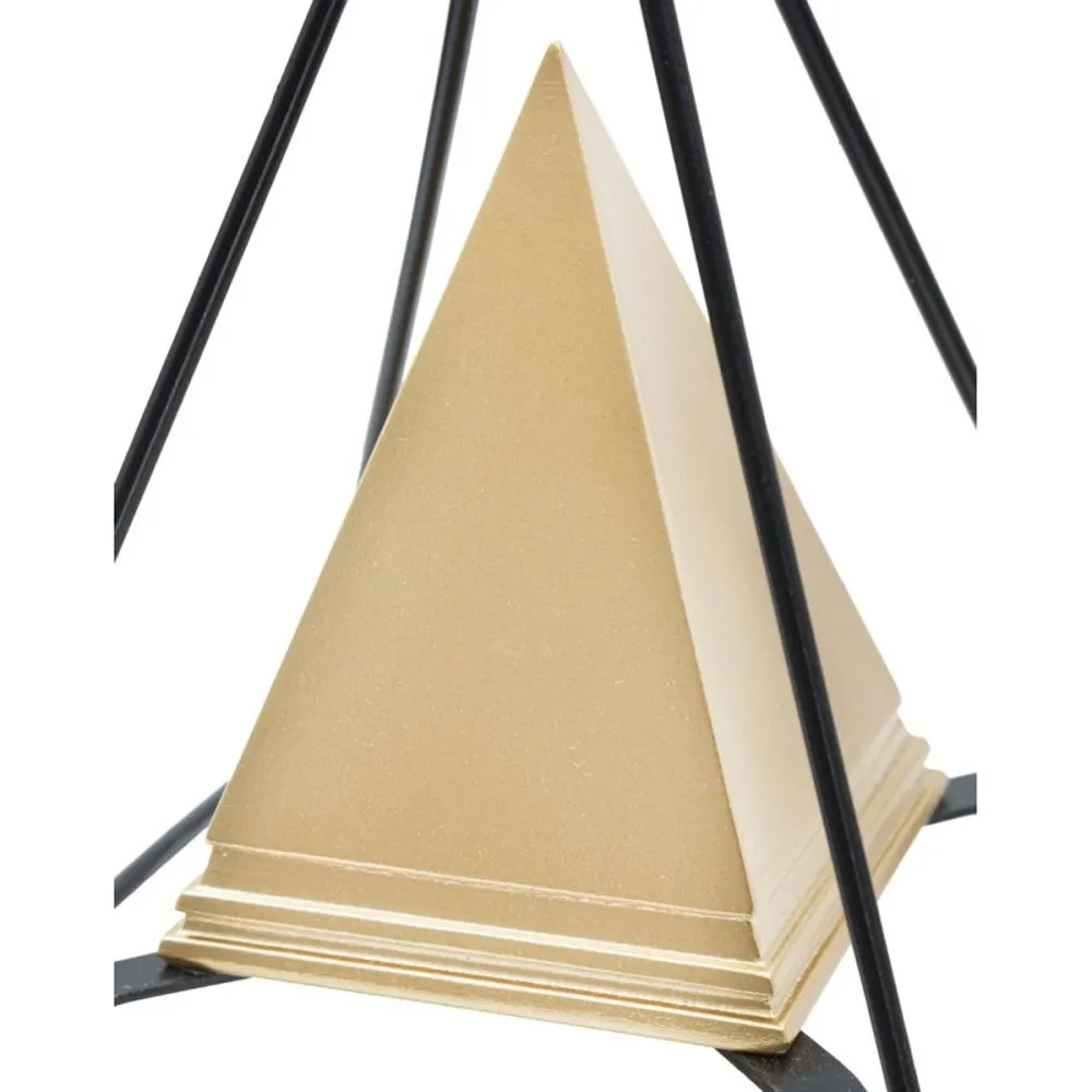 Sculpture décorative double pyramide or et noir Mauro Ferretti