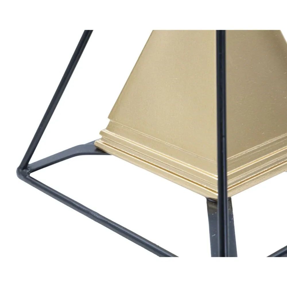 Sculpture décorative double pyramide or et noir Mauro Ferretti