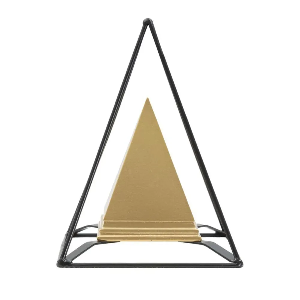 Sculpture décorative double pyramide or et noir Mauro Ferretti